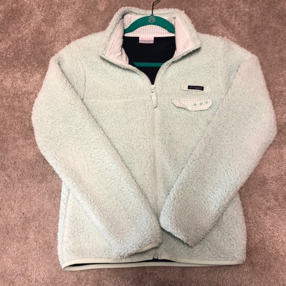 Columbia Fleece Light Green Aqua Jacket XS